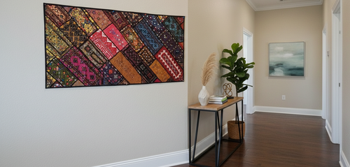 Handcrafted "Rajasthan Patchwork" Wall Tapestry - Bohemian Charm