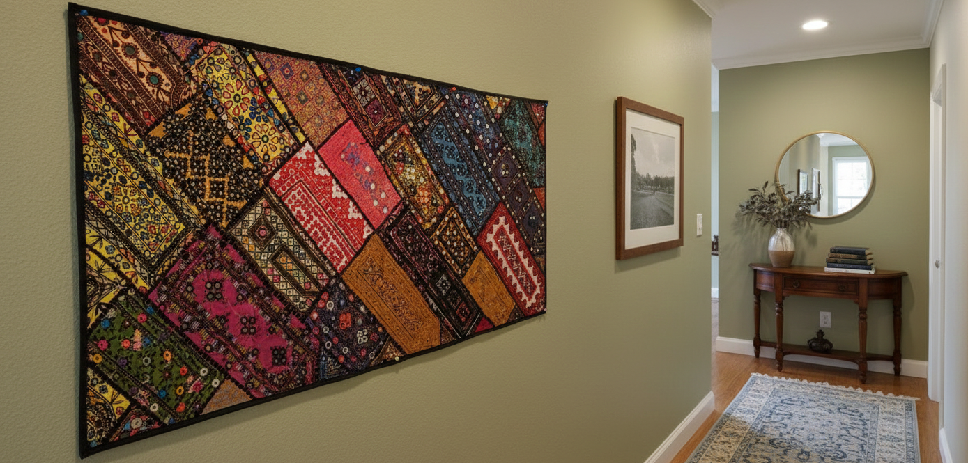 Handcrafted "Rajasthan Patchwork" Wall Tapestry - Bohemian Charm