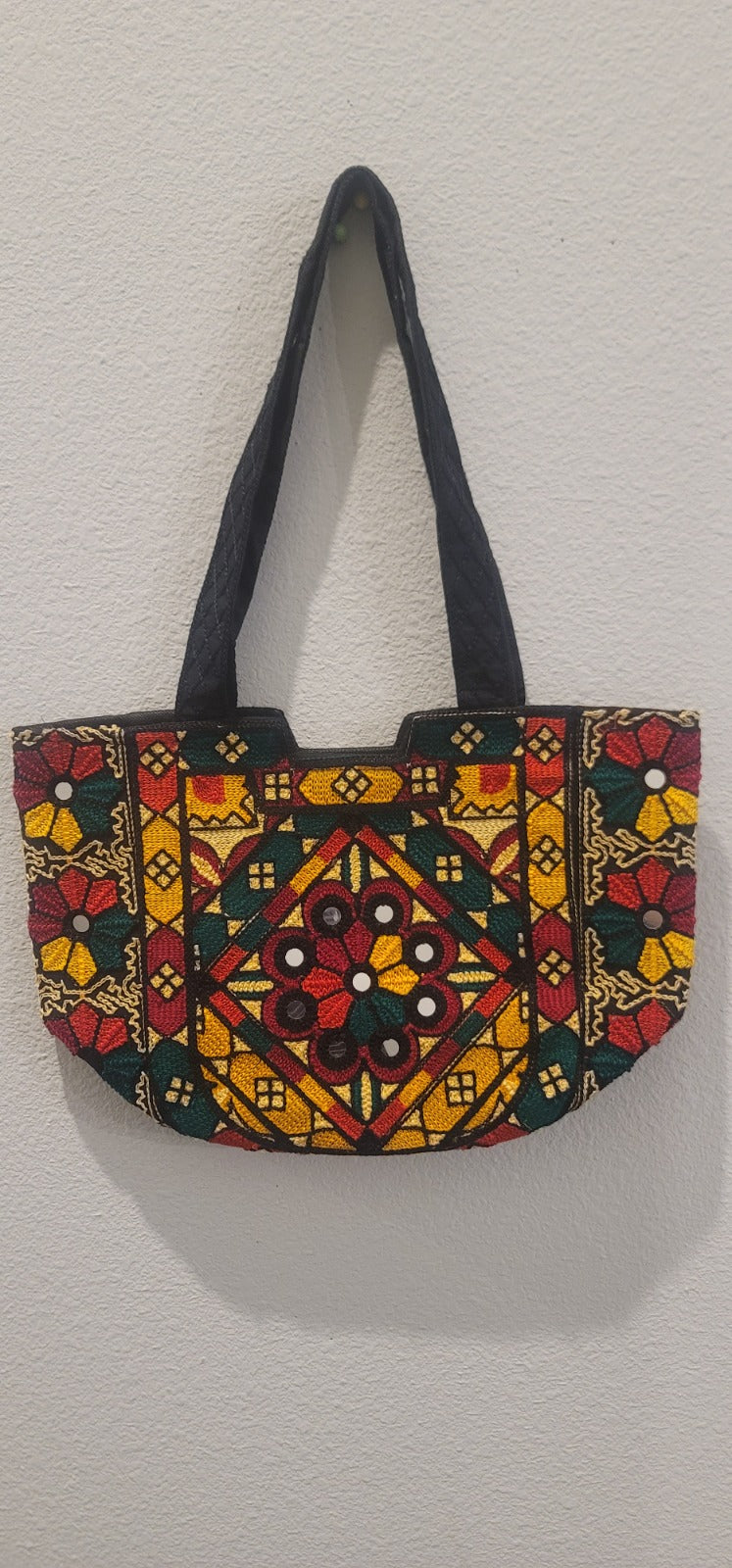 Traditional Pakistani Hand-Embroidered Shoulder Bag - Artisan Crafted