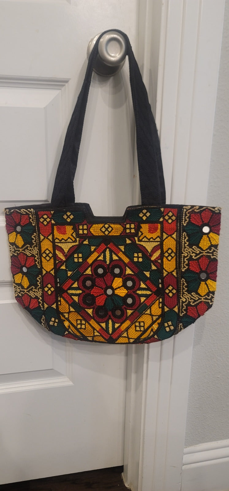 Traditional Pakistani Hand-Embroidered Shoulder Bag - Artisan Crafted