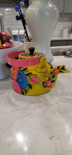 Authentic Hand-Painted Pakistani-Style Floral Art Metal Kettle